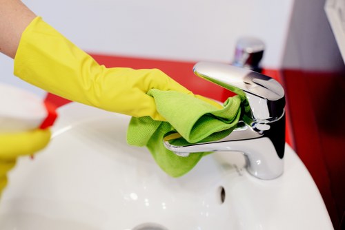 Close-up of mattress stain treatment during cleaning