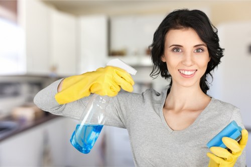 Staff sorting recyclable cleaning materials and packaging responsibly